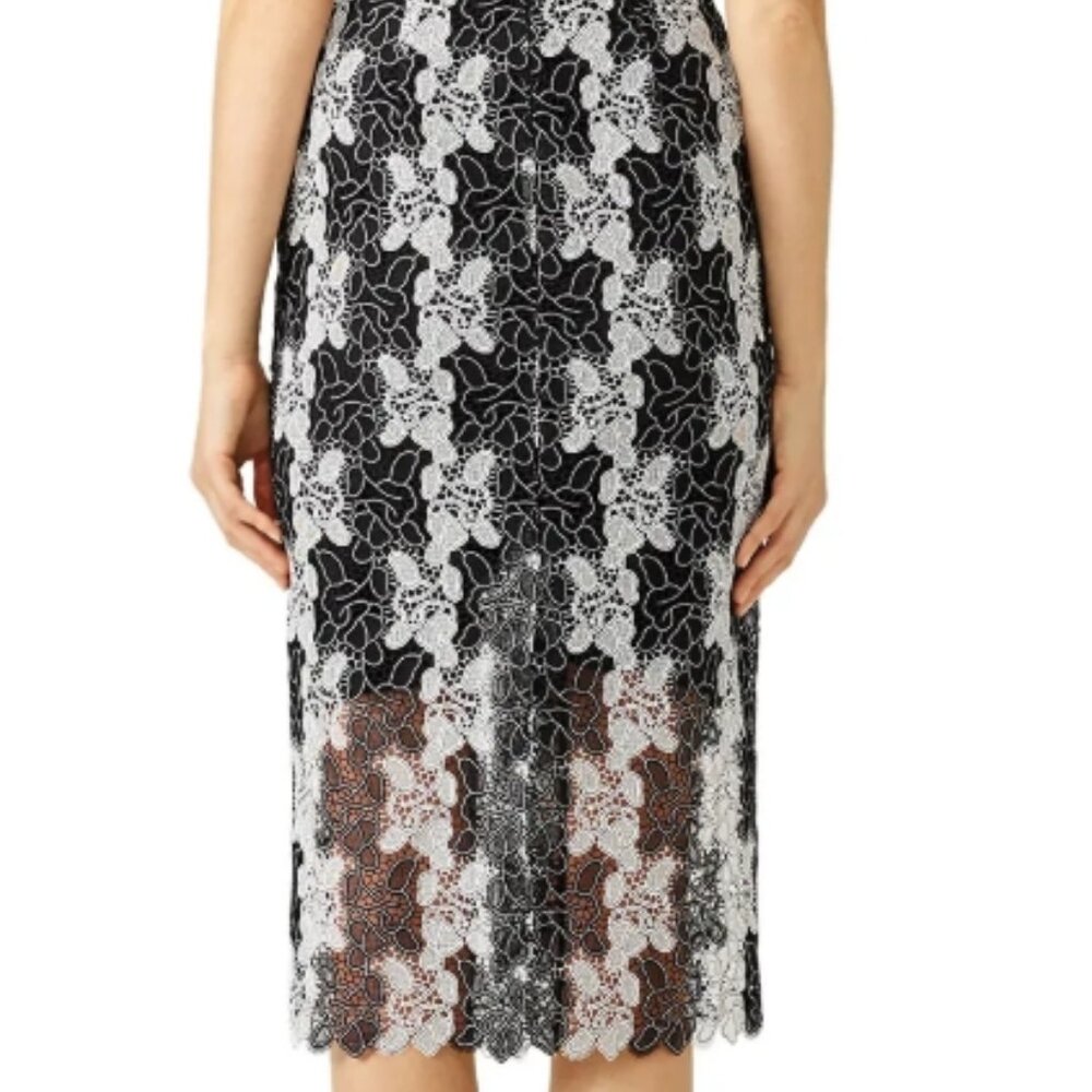 DVF Fall 2017 Ready-to-wear Collection Lace Black White Floral Midi Skirt M $328 - Picture 6 of 11